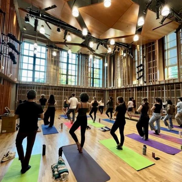 Students doing yoga