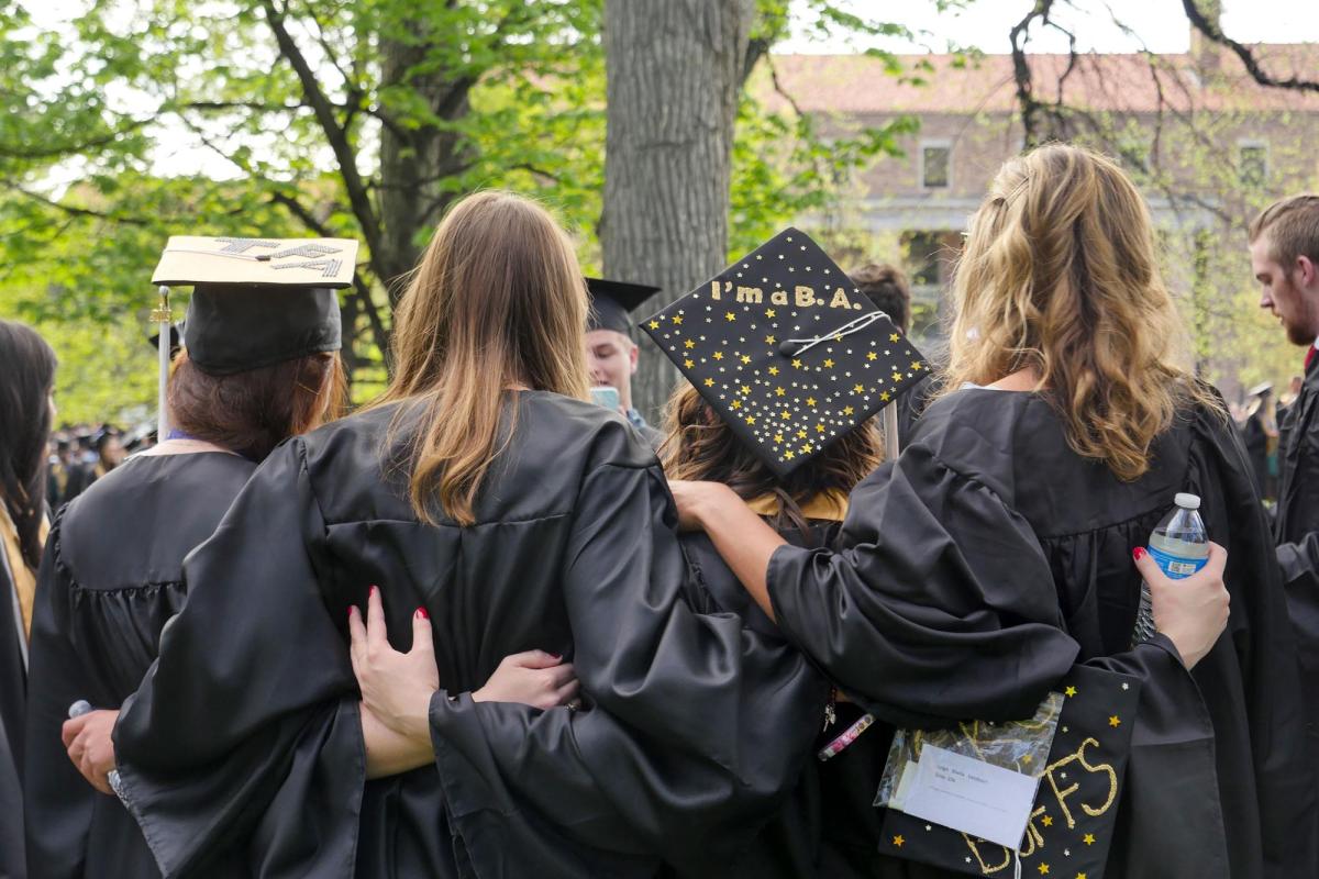 CU Boulder students at commencement