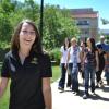 Student ambassador leading campus tour