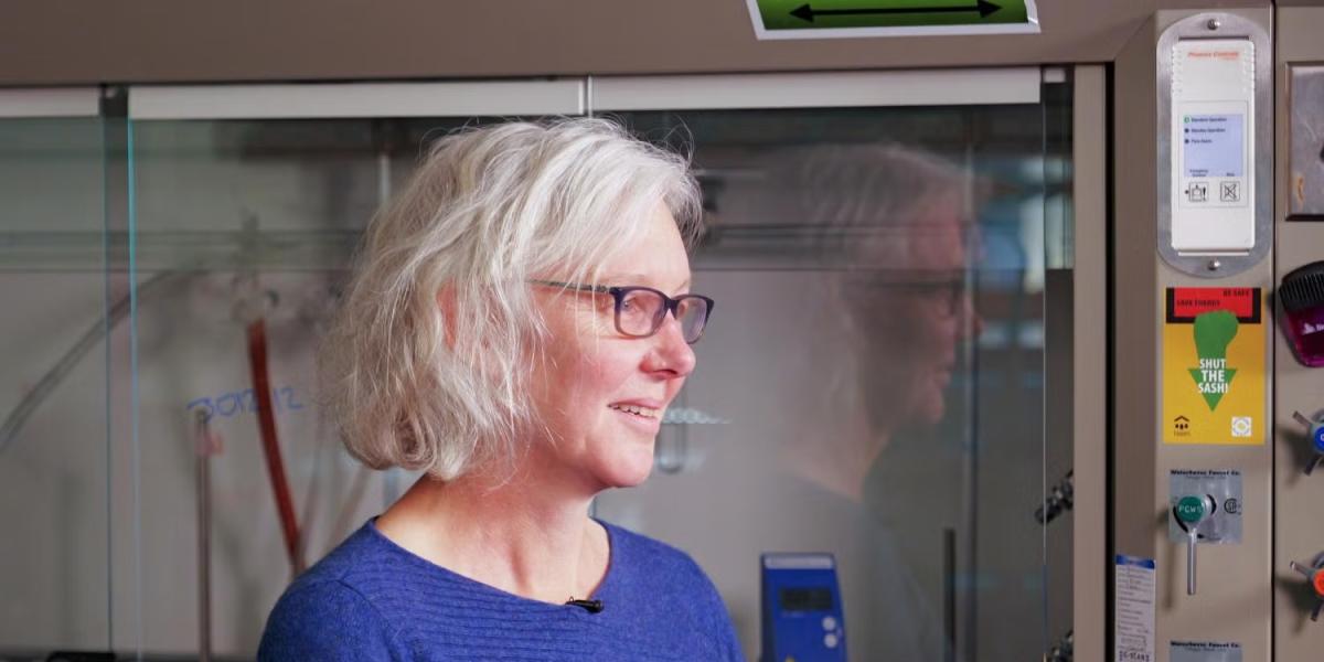 Stephanie Bryant, professor of chemical and biological engineering, in her lab at the BioFrontiers Institute on the CU Boulder Campus. 