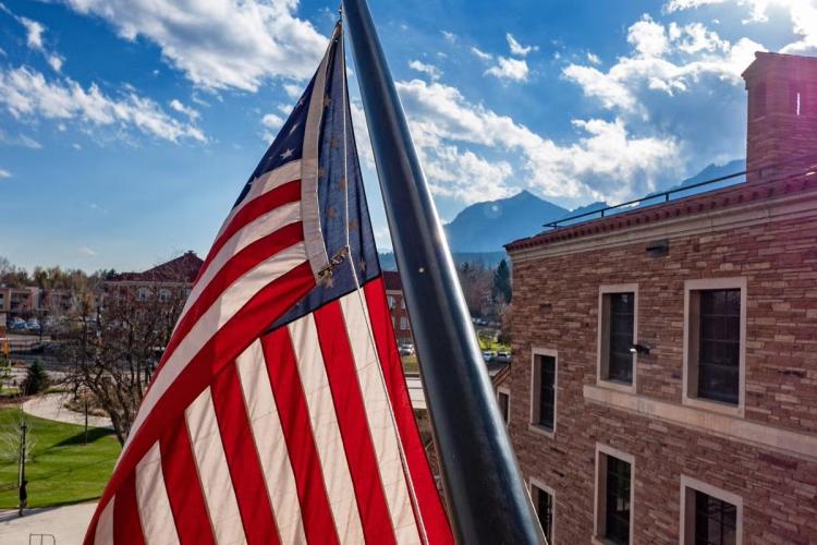 American Flag outside of University Memorial Center
